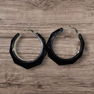 Chic Black Geometric Hoop Earrings